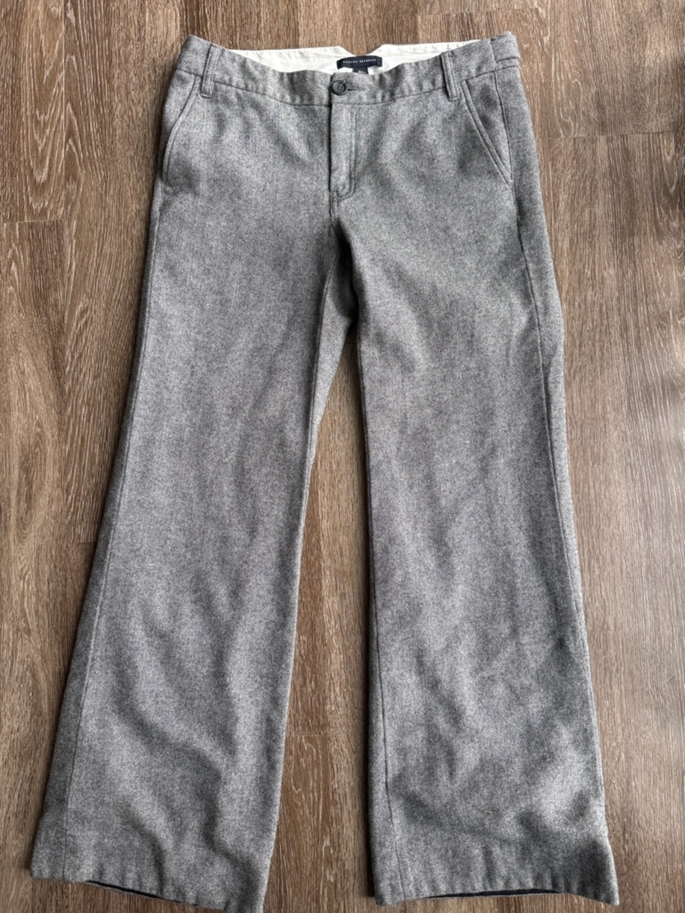Banana Republic Gray Wool-Blend Wide-Leg Trousers